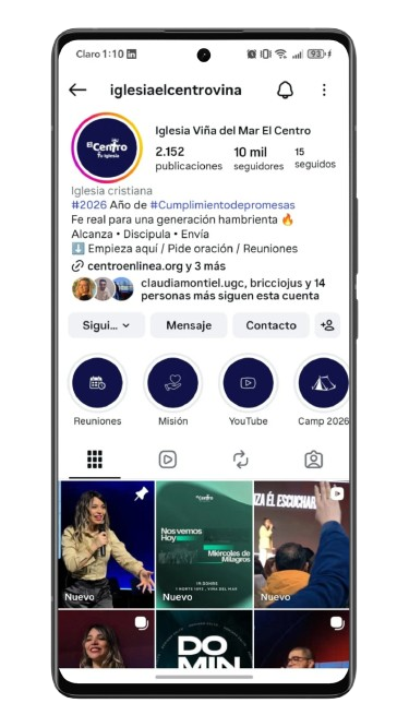 Perfil de Instagram de Iglesia El Centro Viña del Mar